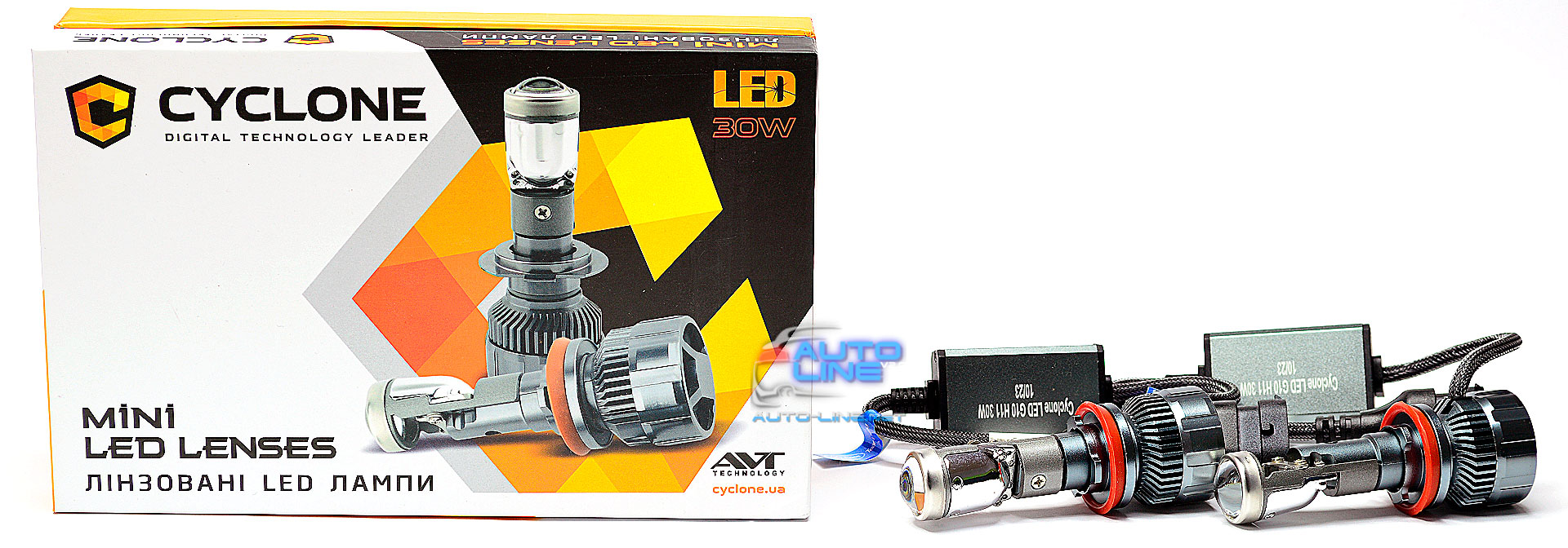 Cyclone LED G10 H11 30W — мини LED-линза H11 Bi-Led, светодиодная лампа-линза H11