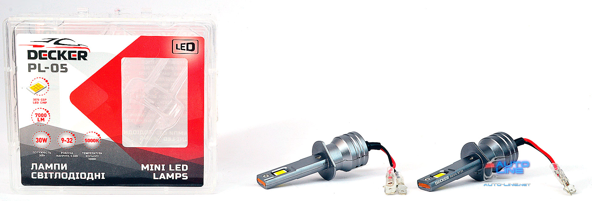 Decker LED PL-05 5K H1 - автомобільна LED-лампа H1 під галогенку, без вентилятора, 5000K