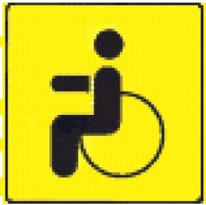 Наклейка знак Инвалид наружный (100х100мм) (знак ИНВАЛИД)
