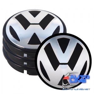 Заглушка колесного диска VW 50 черный ABS пластик (4шт.) (JP)