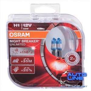 Автолампа OSRAM Night Breaker Unlimited +110% H1 12V 55W P14.5s (64150NBU-HCB BOX)