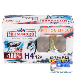 Автолампа MITSUMORO Н4 12v 60/55w P43t +100 anti fog effect (ближний, дальний) (M72420 FG/2)