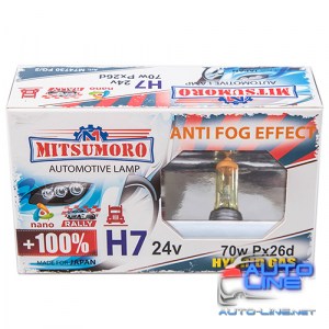 Автолампа MITSUMORO Н7 24v 70w PPx26d +100 anti fog effect (птф) (M74730 FG/2)