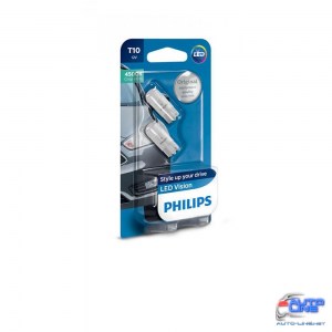 Лампа светодиодная Philips T10 4500K 12V, 2шт/блистер 127914000KB2