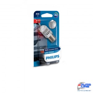 Лампа светодиодная Philips P21 RED 12V, 1шт/блистер 12839REDB1