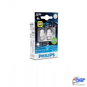 Лампа светодиодная Philips W5W X-Treme Vision LED, 4000K, 2шт/блистер 127994000KX2