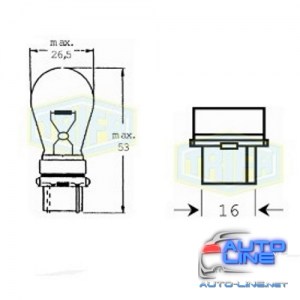 Лампа автомобильная Лампа для стоп-сигналов и проблесковых маячков Trifa 12V 27W (327)