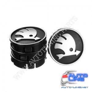 Заглушка колесного диска Skoda 60x55 черный ABS пластик (4шт.) 50014 (50014)