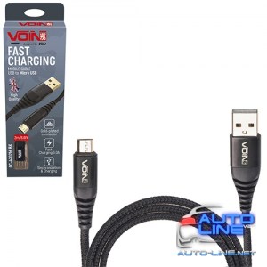 Кабель VOIN CC-4201M BK, USB - Micro USB 3А, 1m, black (быстрая зарядка/передача данных) (CC-4201M BK)
