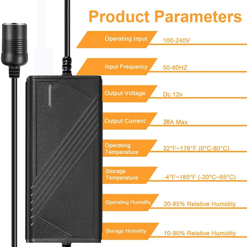 Потужний побутовий адаптер прикурювача 220/12В 20A - B-Power 220V-2A/12V-20A-250W V2