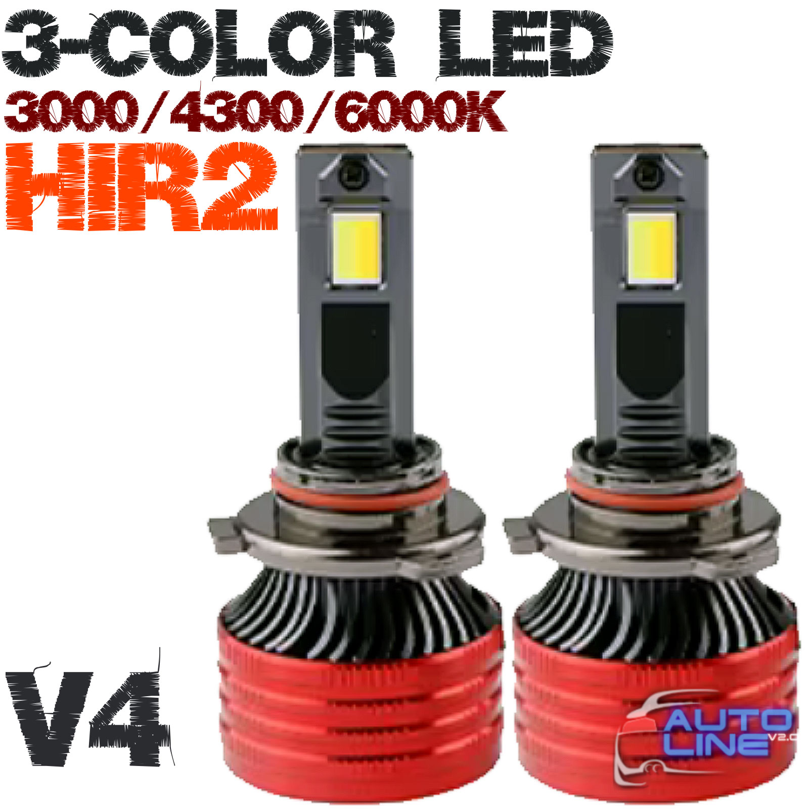 B-Power HIR2/9012 LED CAN N3C V4 3000K/4300K/6000K - трехцветные LED-лампы HIR2/9012 3000K/4300K/6000K с медными трубками