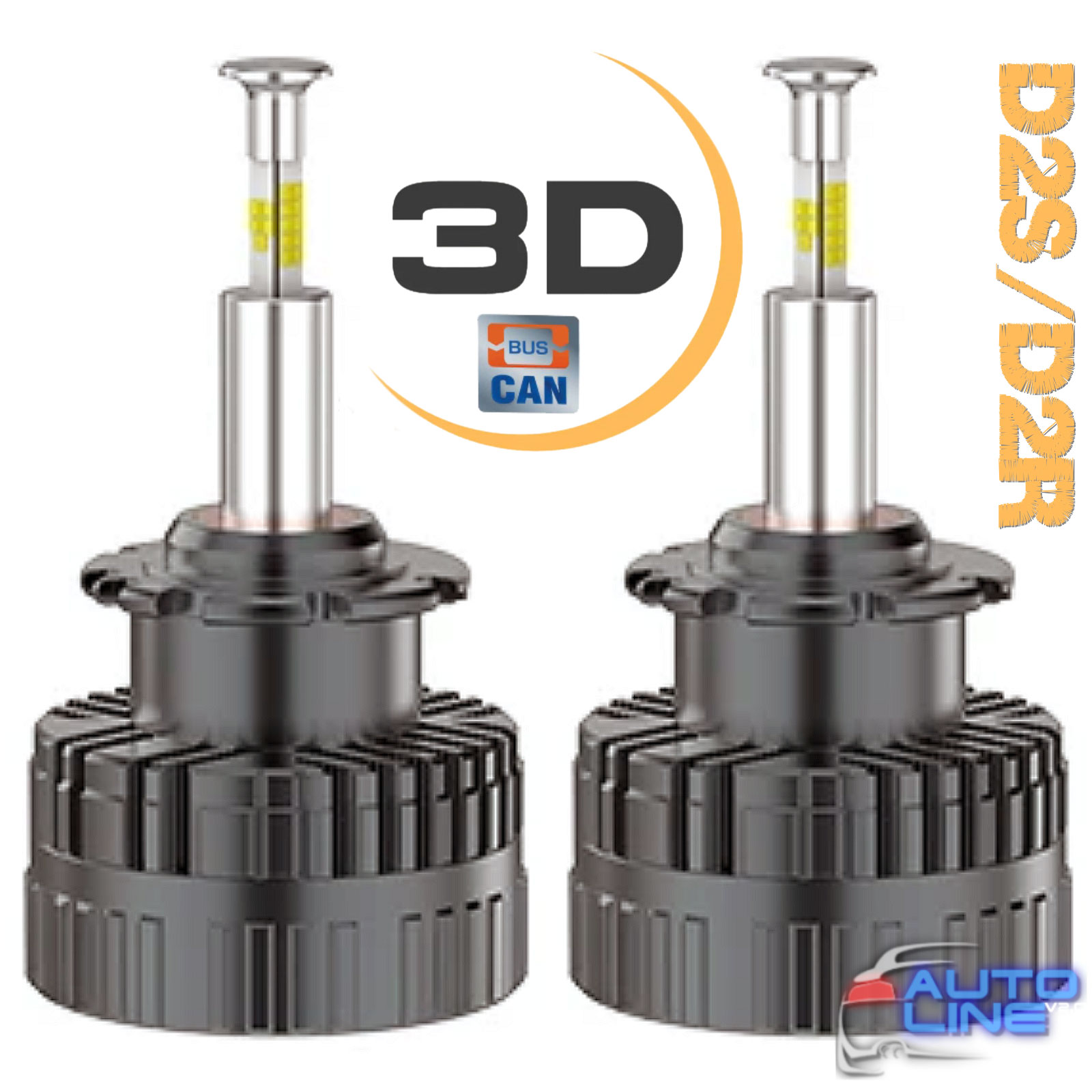 Штатні 3D LED-лампи D2S 360 градусів у лінзу - B-Power LED 3D D2S/D2R LSR 6000K CAN V2 