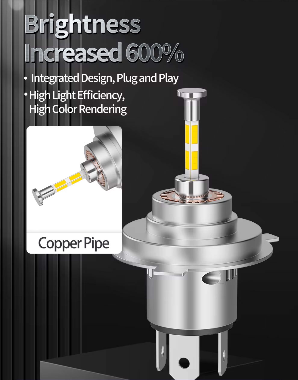 Міні 3D LED-лампи H4 - B-Power LED LM H4 6000K V2 
