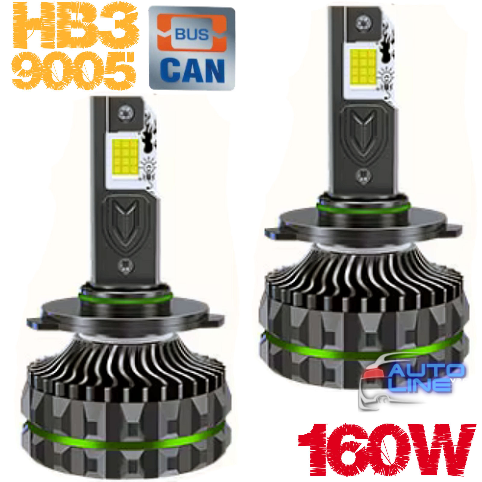 B-Power LED XL1 HB3/9005 6000K 40000Lm 160W CAN - автомобільні потужні LED-лампи HB3/9005 з обманкою, 4 мідні трубки CSP Leds