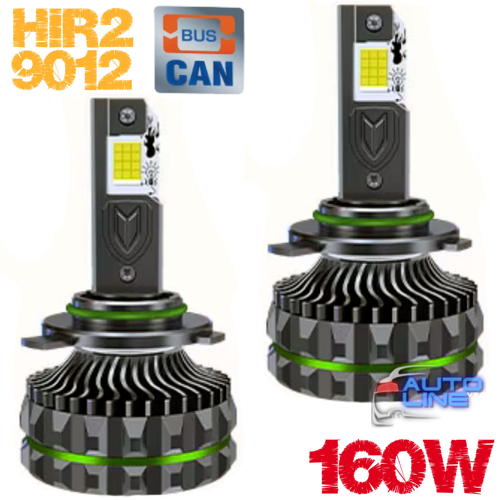 B-Power LED XL1 HIR2/9012 6000K 40000Lm 160W CAN - автомобільні потужні LED-лампи HIR2/9012 з обманкою, 4 мідні трубки CSP Leds