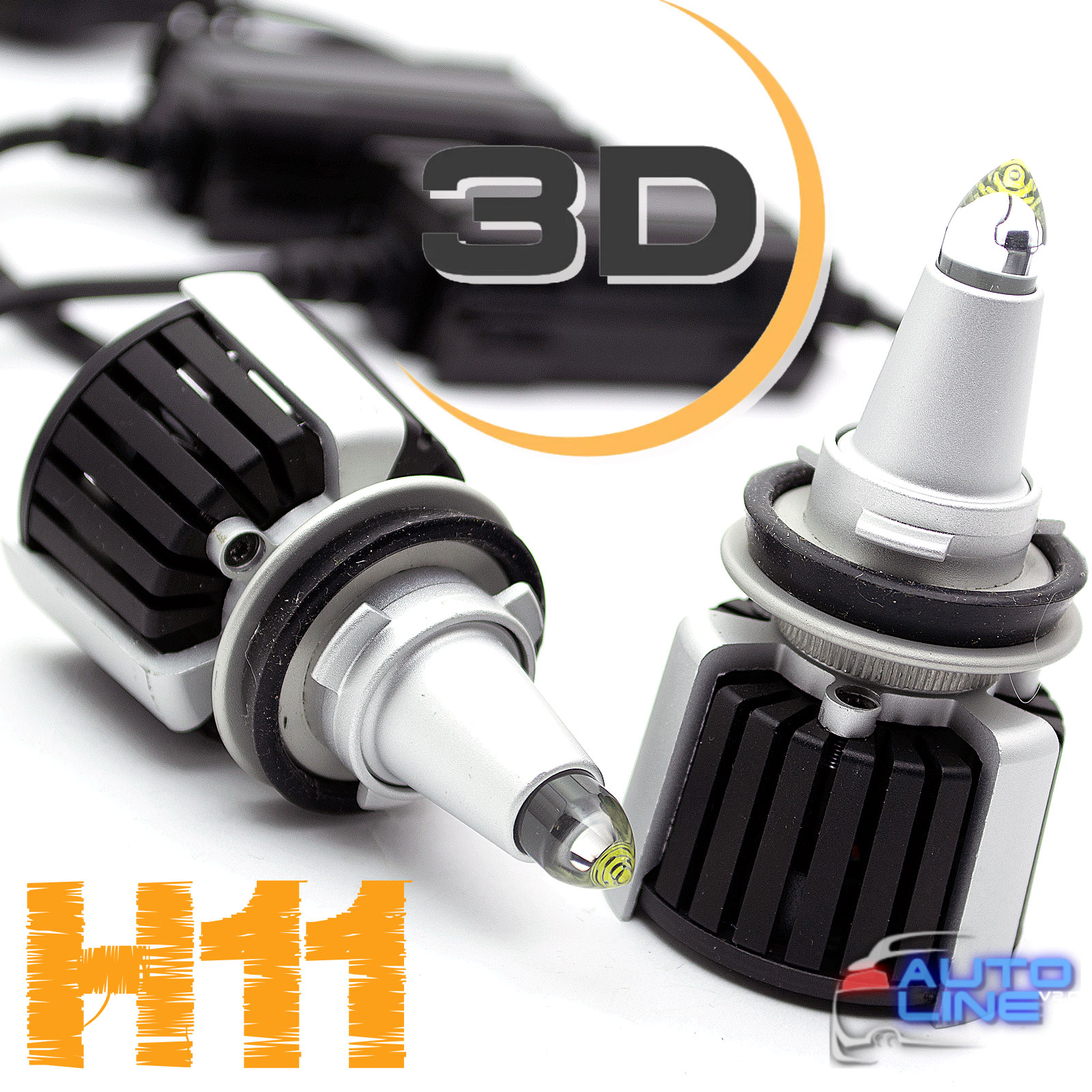 B-Power SL LED R10 H11 CAN 6000K 25000Lm 120W — мощные 3D лазерные лампы H11 для линзованной оптики, с углом свечения 360 градусов, 6000K