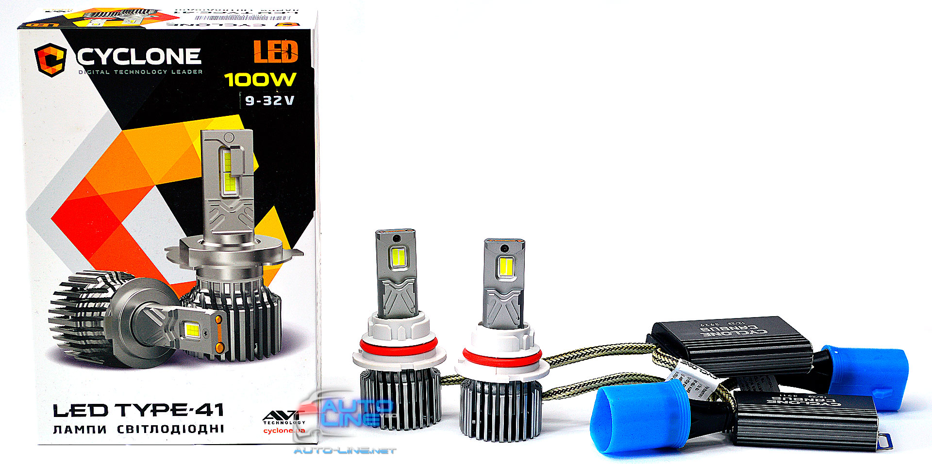Cyclone LED 9007/HB5 H/L 5700K type 41 — мощные LED-лампы 9007/HB5 с обманкой 5700K/18000Lm