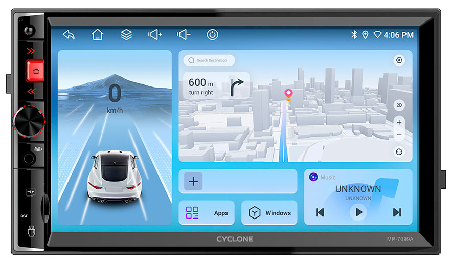 Cyclone MP-7099A v2 — магнитола 2 DIN ANDROID, автомобильный мультимедийный центр ANDROID GSM 4G LTE
