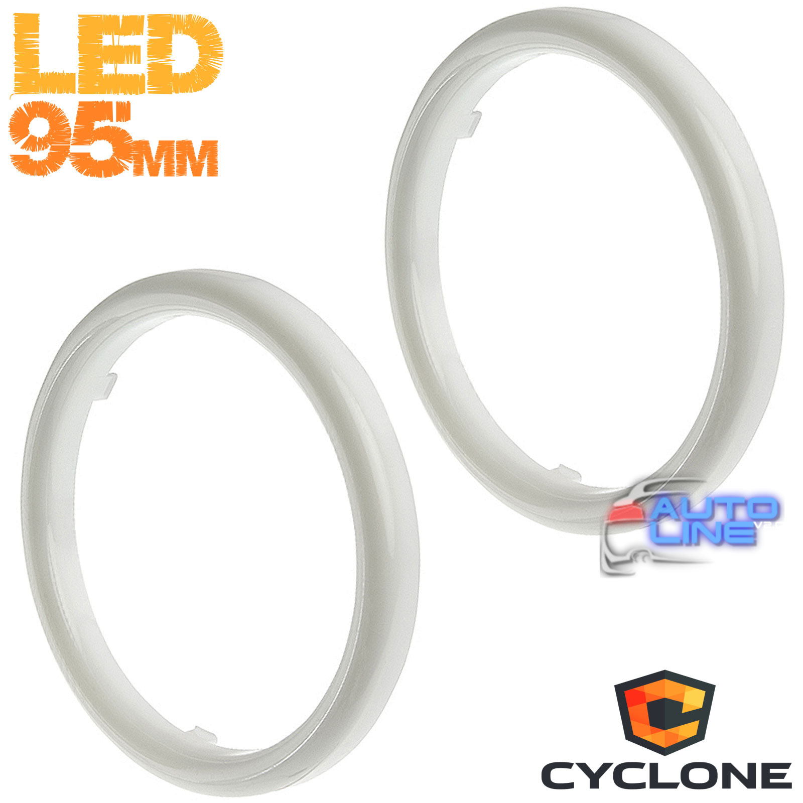 Cyclone 2AE Y2 95mm White — круглые LED-кольца подсветки для масок линз, круглые ангельские глазки LED 95мм