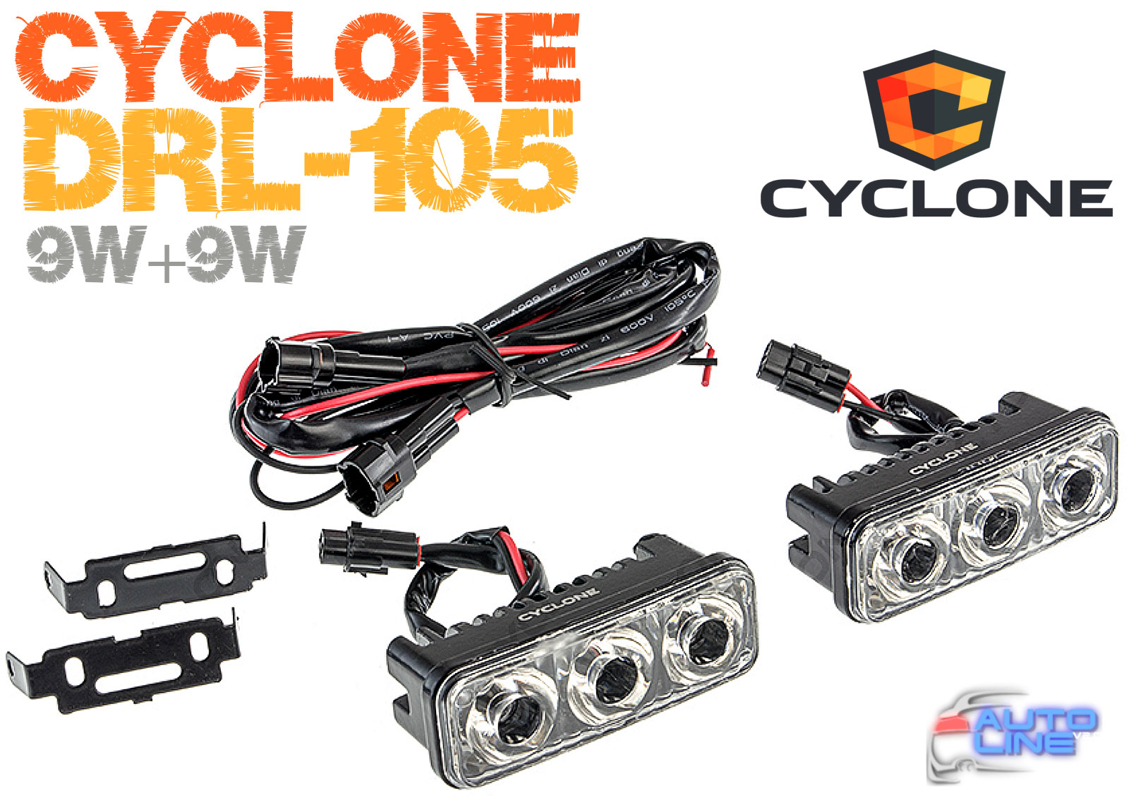 Cyclone DRL-105 - фари денного світла на 3 діоди, денні ходові вогні в металевому корпусі