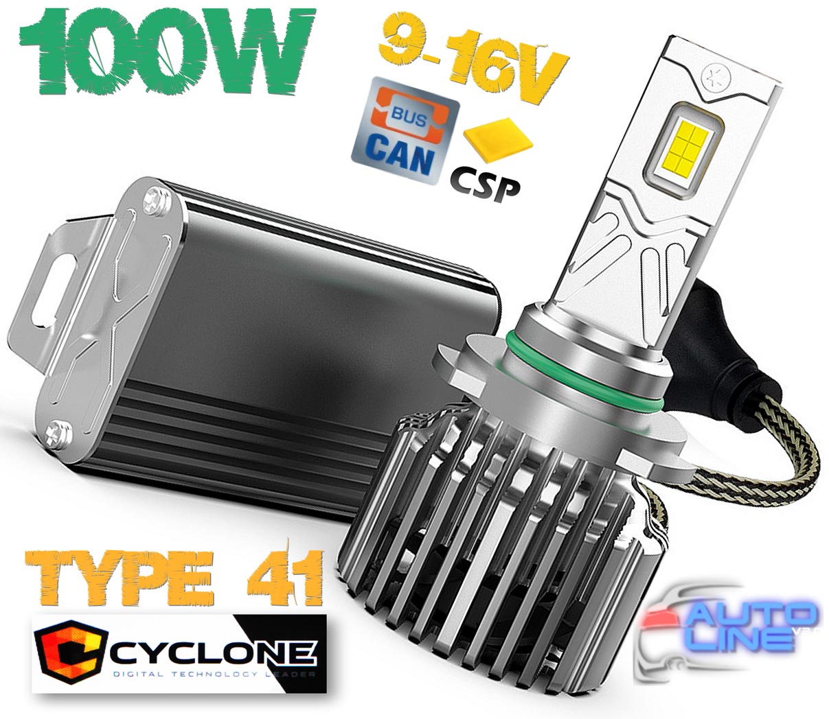 Потужні CAN LED-лампи 9005/9006/9012 з "обманкою", 100 W, 9-16V — Cyclone LED 9005/9006/9012 5700K type 41