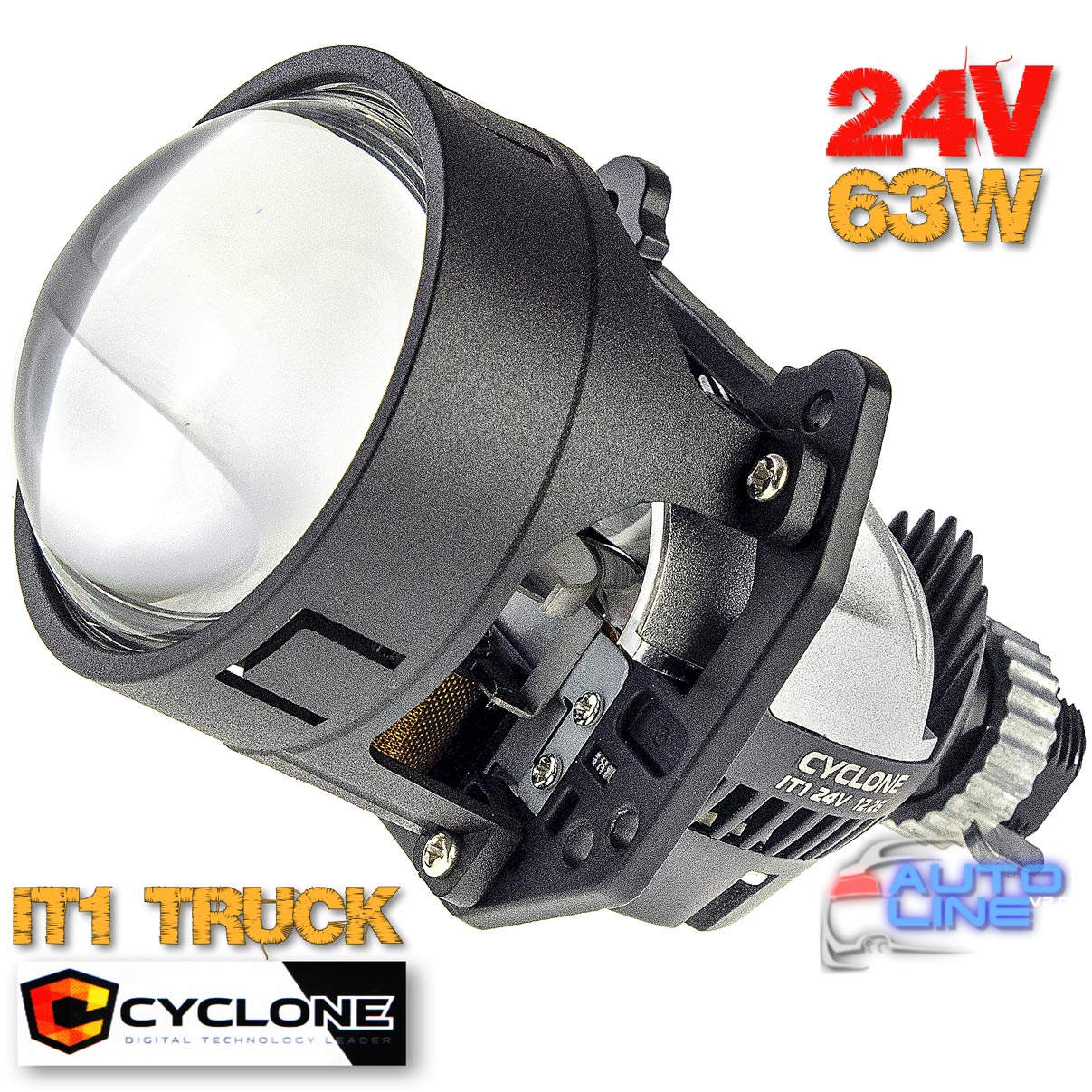 Cyclone LED BL 2.5 IT1 TRUCK 55/63W 24V - 2.5-дюймовая автомобильная 24В Bi-LED линза для грузовиков и автобусов