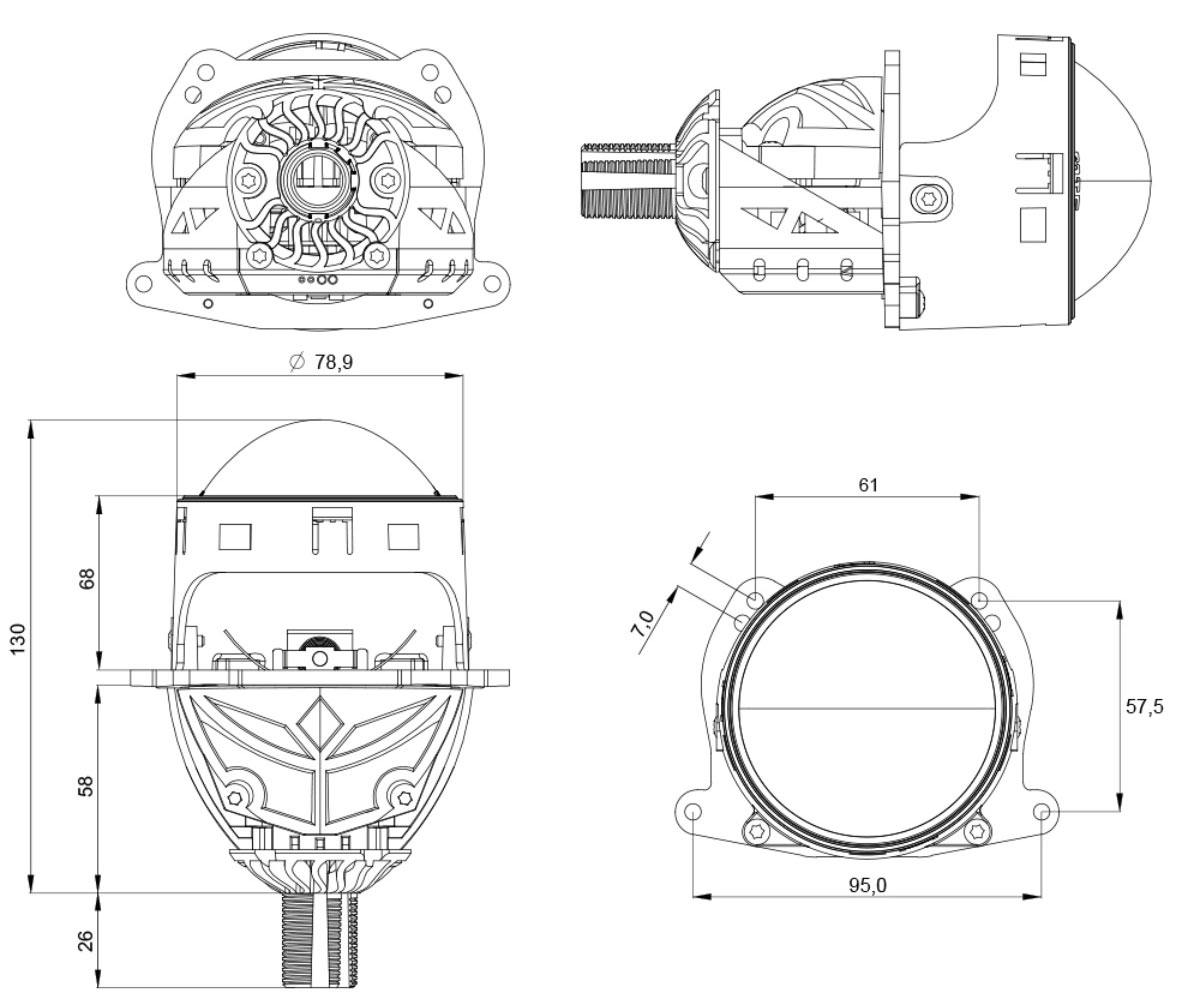 Cyclone LED BL 3.0 Q1 60/70W — мощная LED-линза 3 дюйма 60/70W