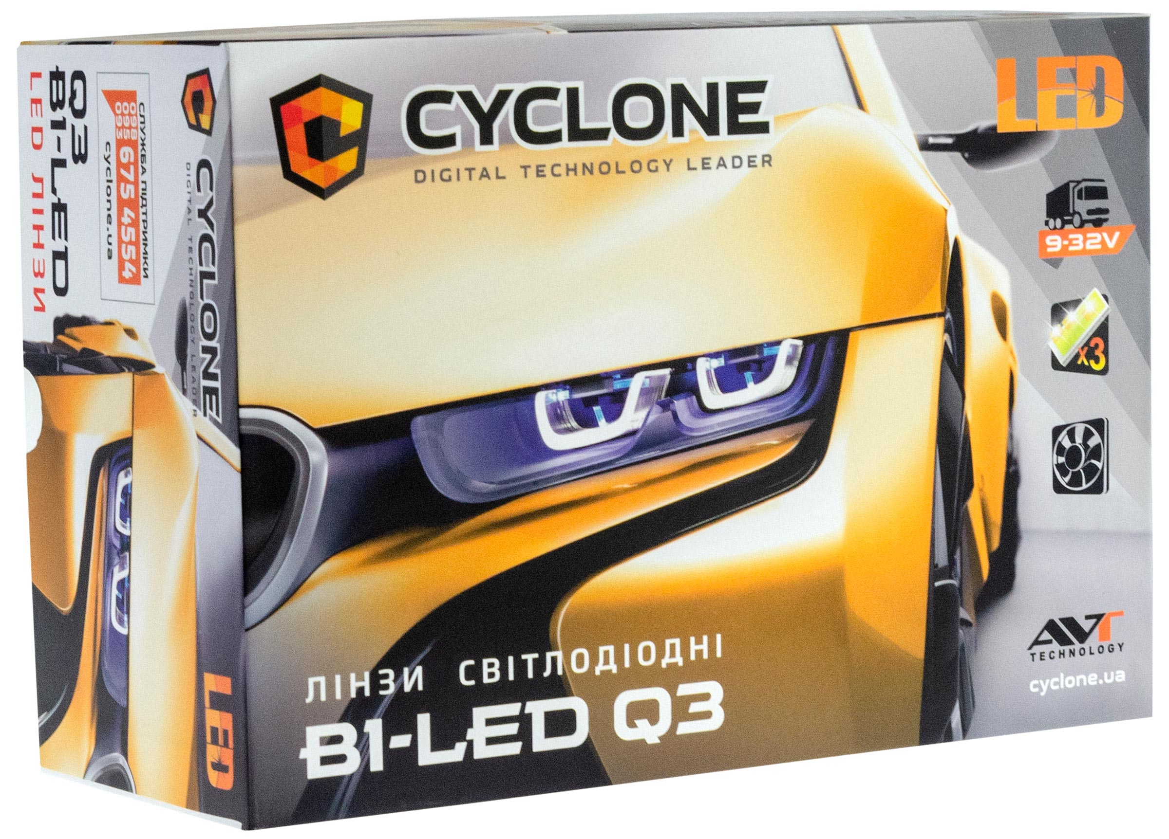 Cyclone LED BL 3.0 Q3 55/65W 9-32V - мощная универсальная/штатная LED-линза для установки вместо HELLA 3 и цоколи H4, H7, HB3, HB4 - LED-линзы для грузовиков