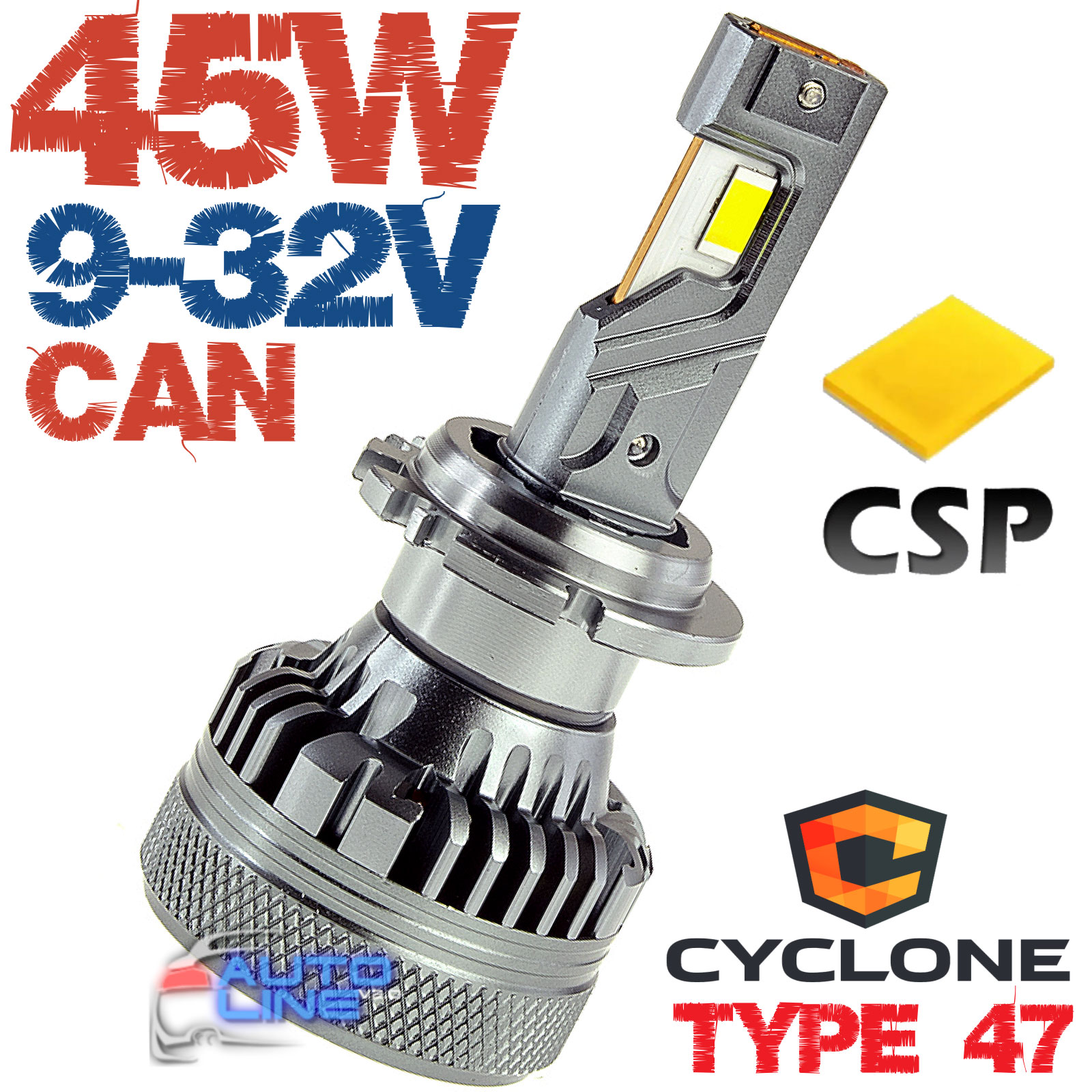 Мощная LED-лампа D2 (D2S) с обманкой 9-32В 45Вт 5500K/9800Lm - Cyclone LED D2 5500K type 47