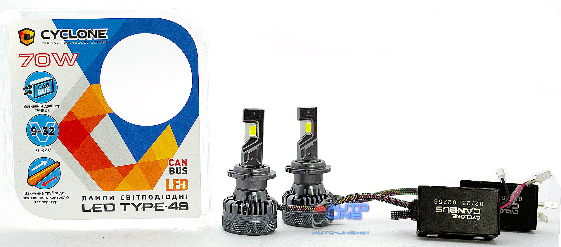 Потужні LED-лампи D2 (D2S) з обманкою 9-32 В 70 Вт 5500 K/18000 Lm — Cyclone LED D2 5500K type 48