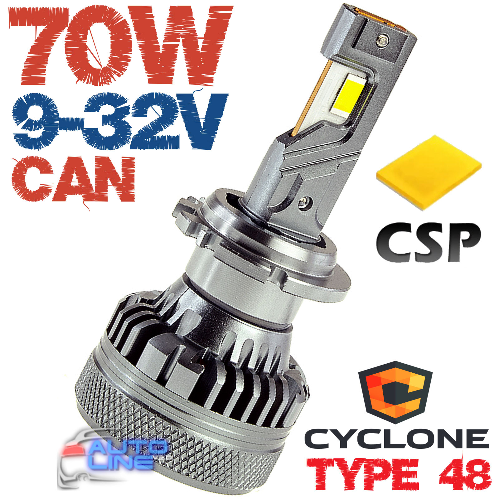 Потужні LED-лампи D2 (D2S) з обманкою 9-32 В 70 Вт 5500 K/18000 Lm — Cyclone LED D2 5500K type 48