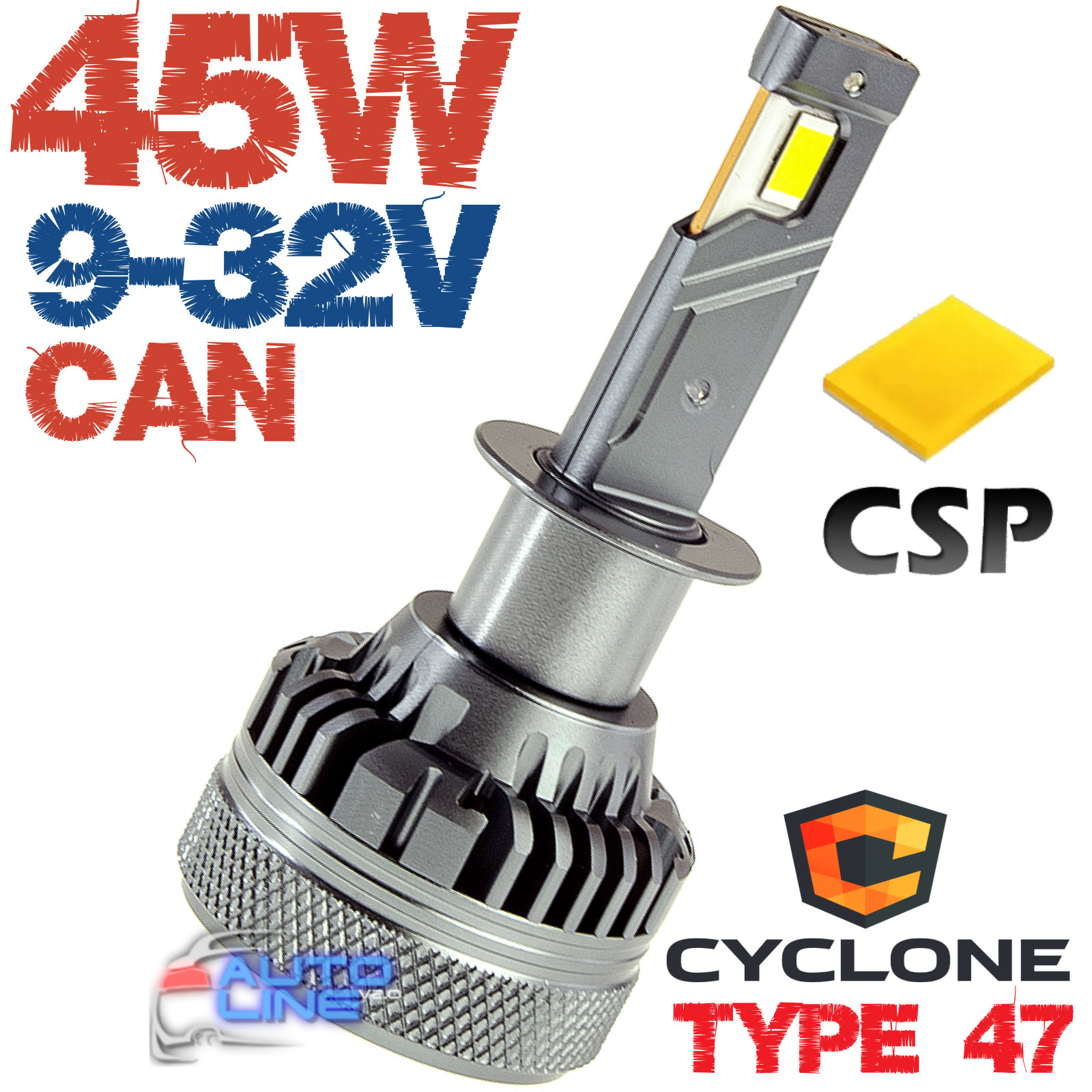 Мощная LED-лампа H1 с обманкой 9-32В 45Вт 5500K/9800Lm - Cyclone LED H1 5500K type 47