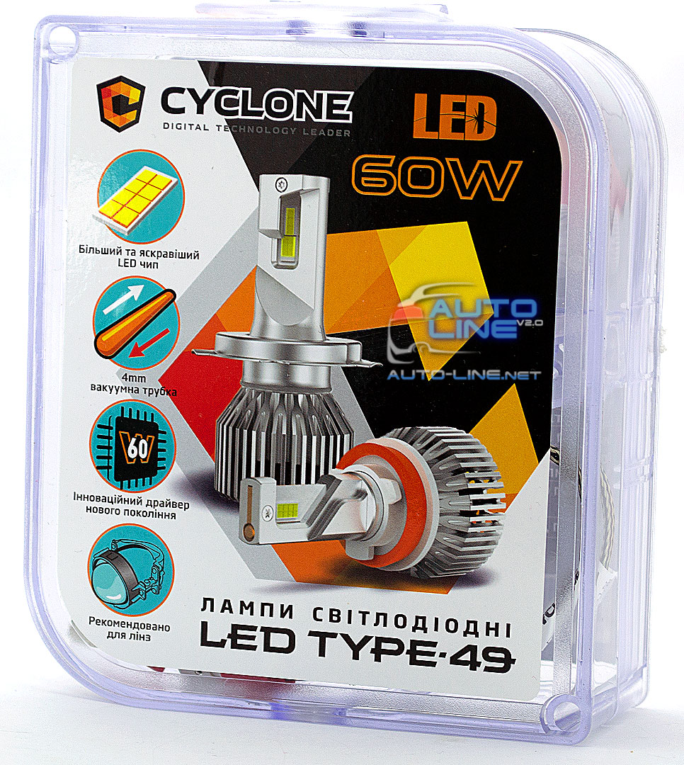 Мощные LED-лампы H1 9-16В 6000K/17500Lm - Cyclone LED H1 6000K type 49