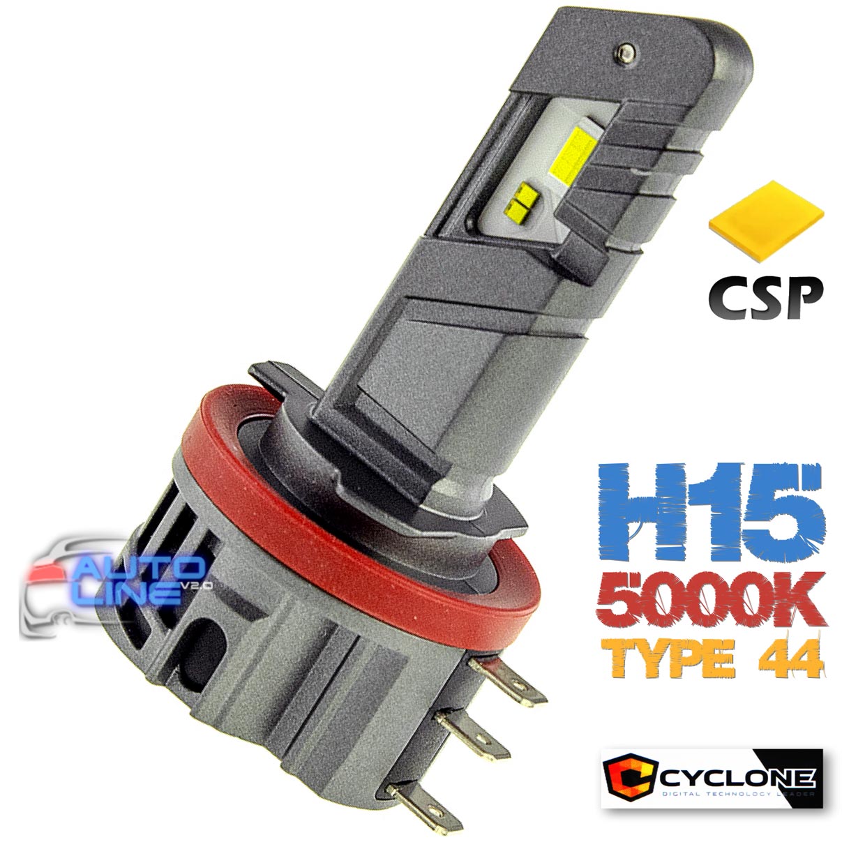 Cyclone LED H15 5000K type 44 — компактная автомобильная LED-лампа H15 под галогенку 5000К