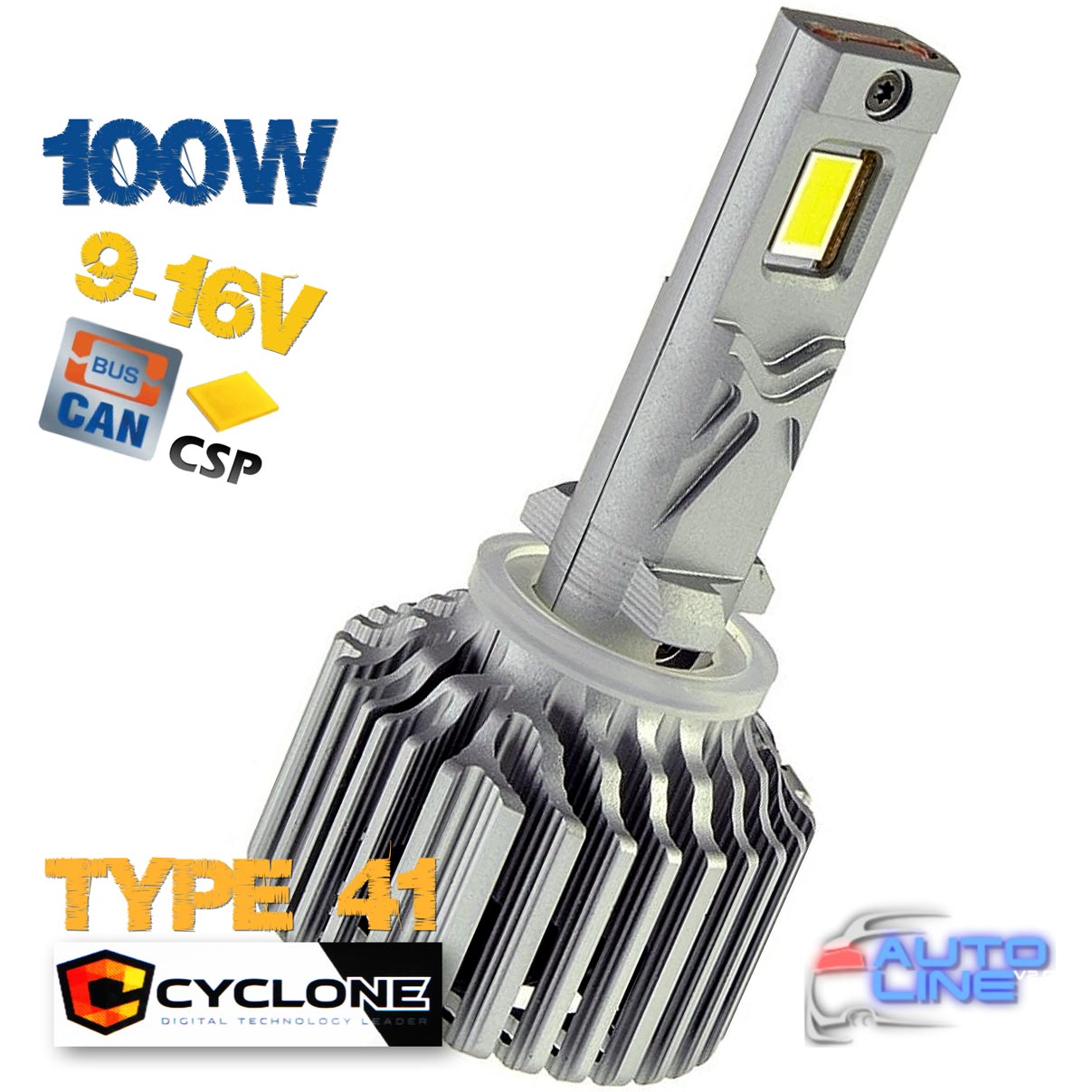 Потужні CAN LED-лампи H27 з "обманкою", 100 W, 9-16V — Cyclone LED H27 5700K type 41