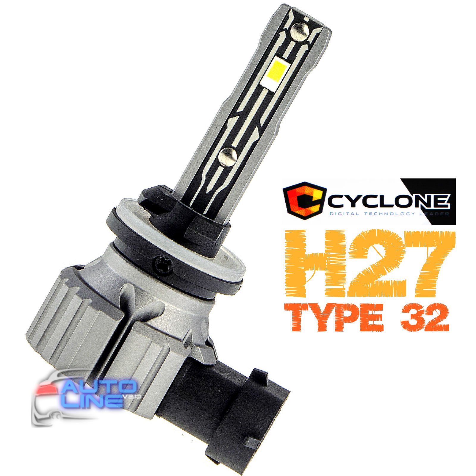 Cyclone LED H27 6000K type 32 — автомобильная LED-лампа H27 с пассивным охлаждением