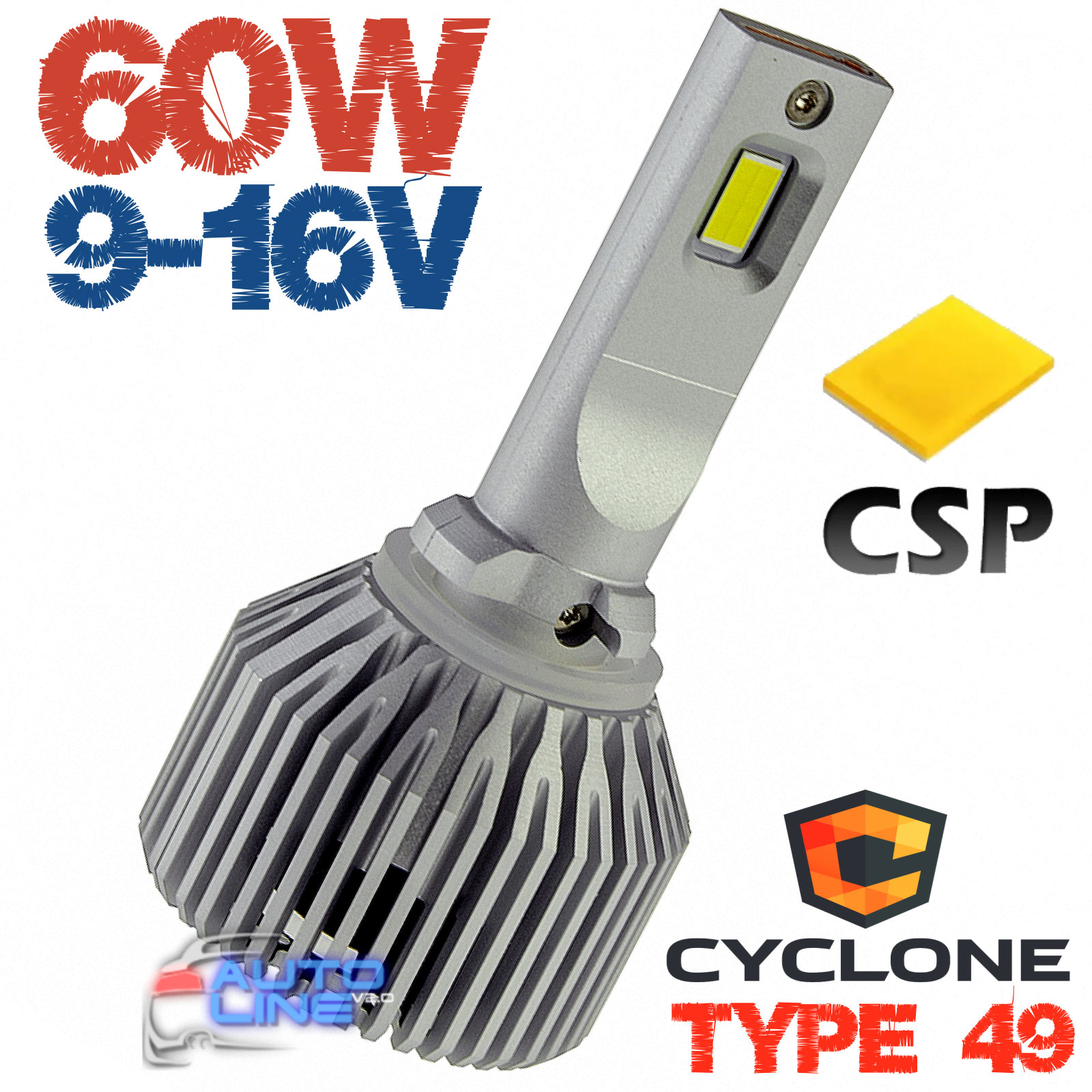 Мощная LED-лампа H27 9-16В 6000K/17500Lm - Cyclone LED H27 6000K type 49