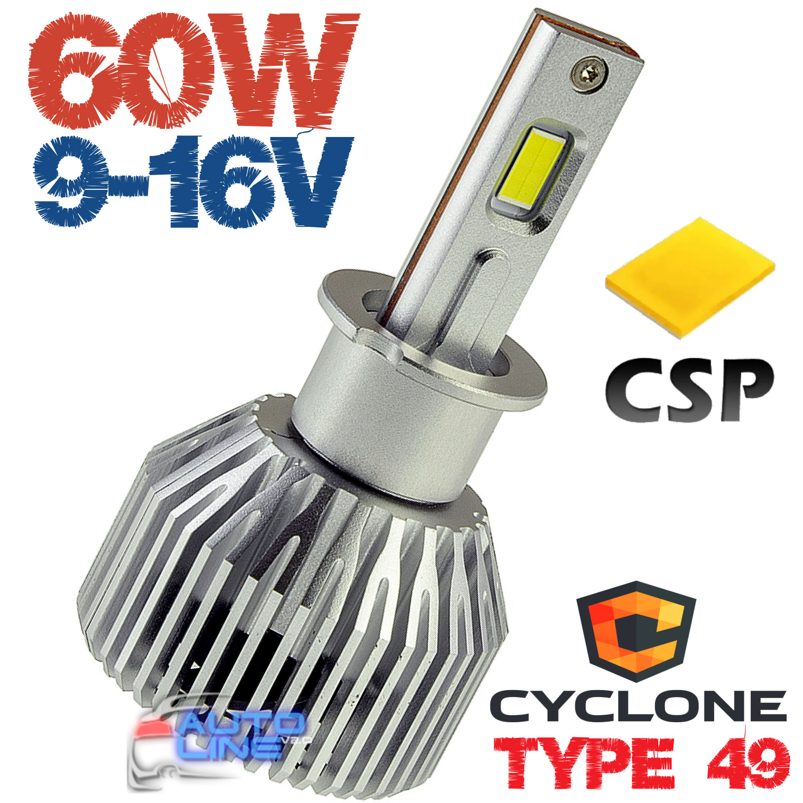 Мощная LED-лампа H3 9-16В 6000K/17500Lm - Cyclone LED H3 6000K type 49