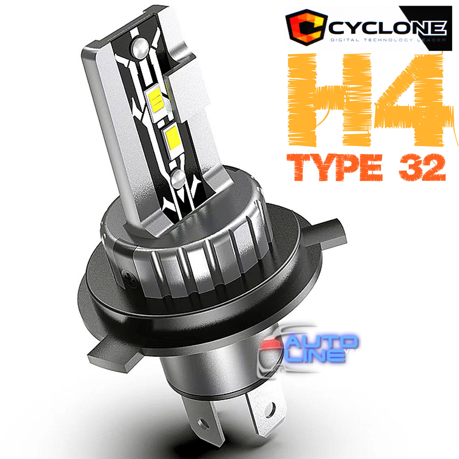 Світлодіодні лампи під галогенку H4 — Cyclone LED H4 H/L 6000K type 32 v2