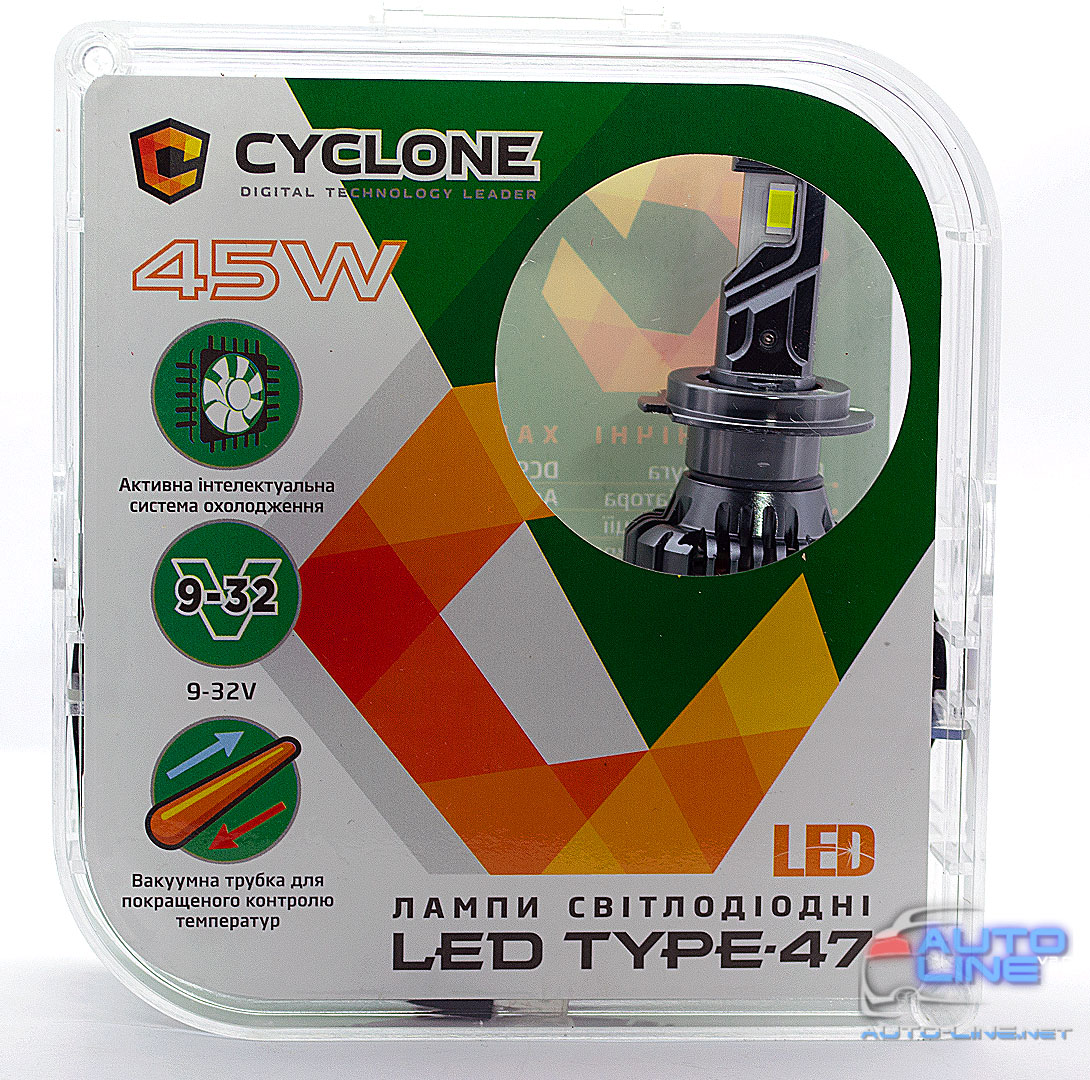 Мощніе LED-лампы H7 с обманкой 9-32В 45Вт 5500K/9800Lm - Cyclone LED H7 5500K type 47
