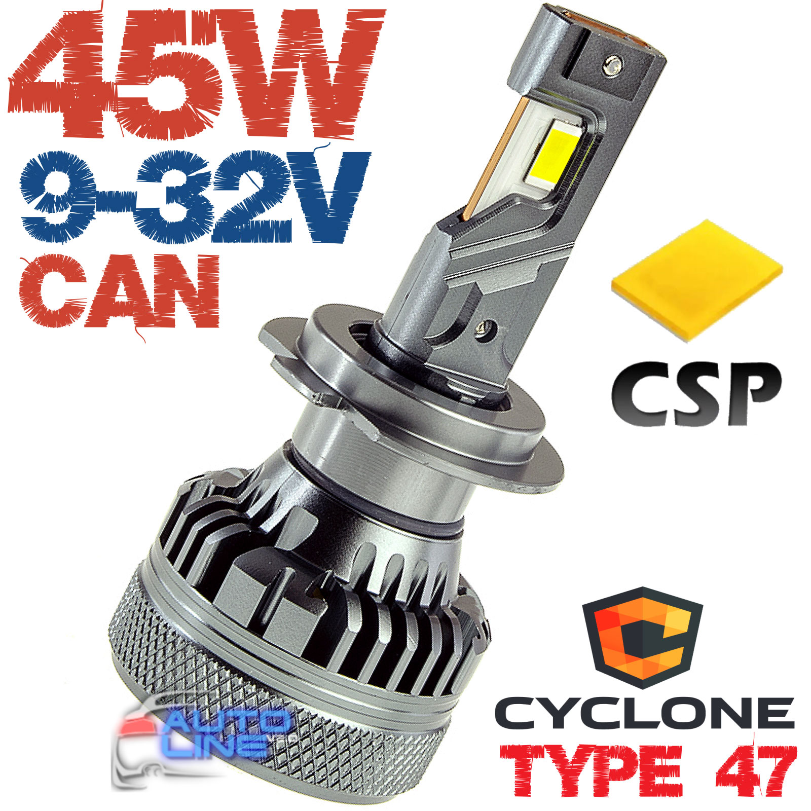 Мощніе LED-лампы H7 с обманкой 9-32В 45Вт 5500K/9800Lm - Cyclone LED H7 5500K type 47