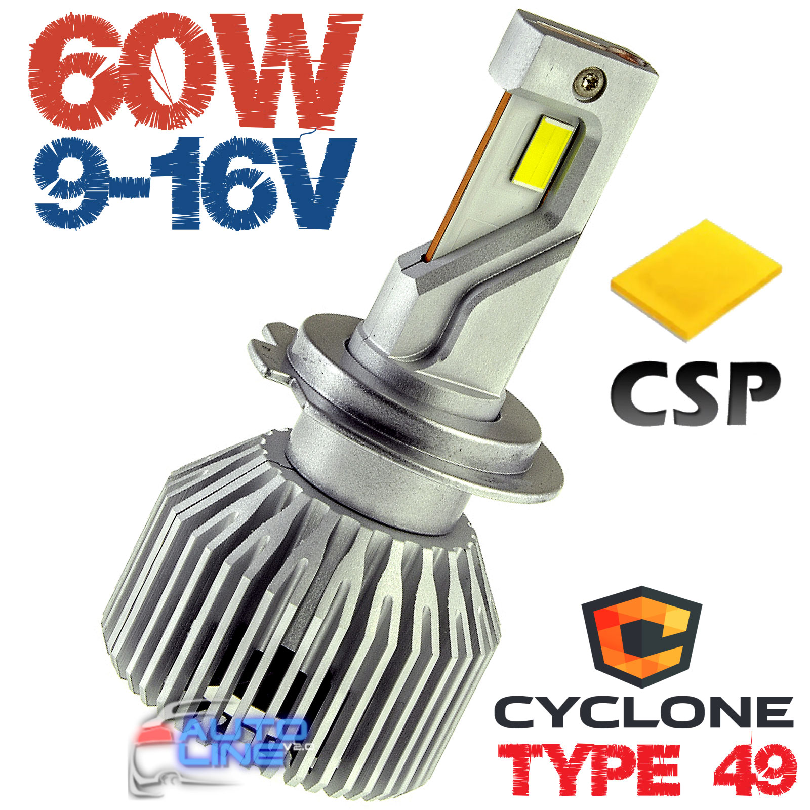 Мощная LED-лампа H7 9-16В 6000K/17500Lm - Cyclone LED H7 6000K type 49