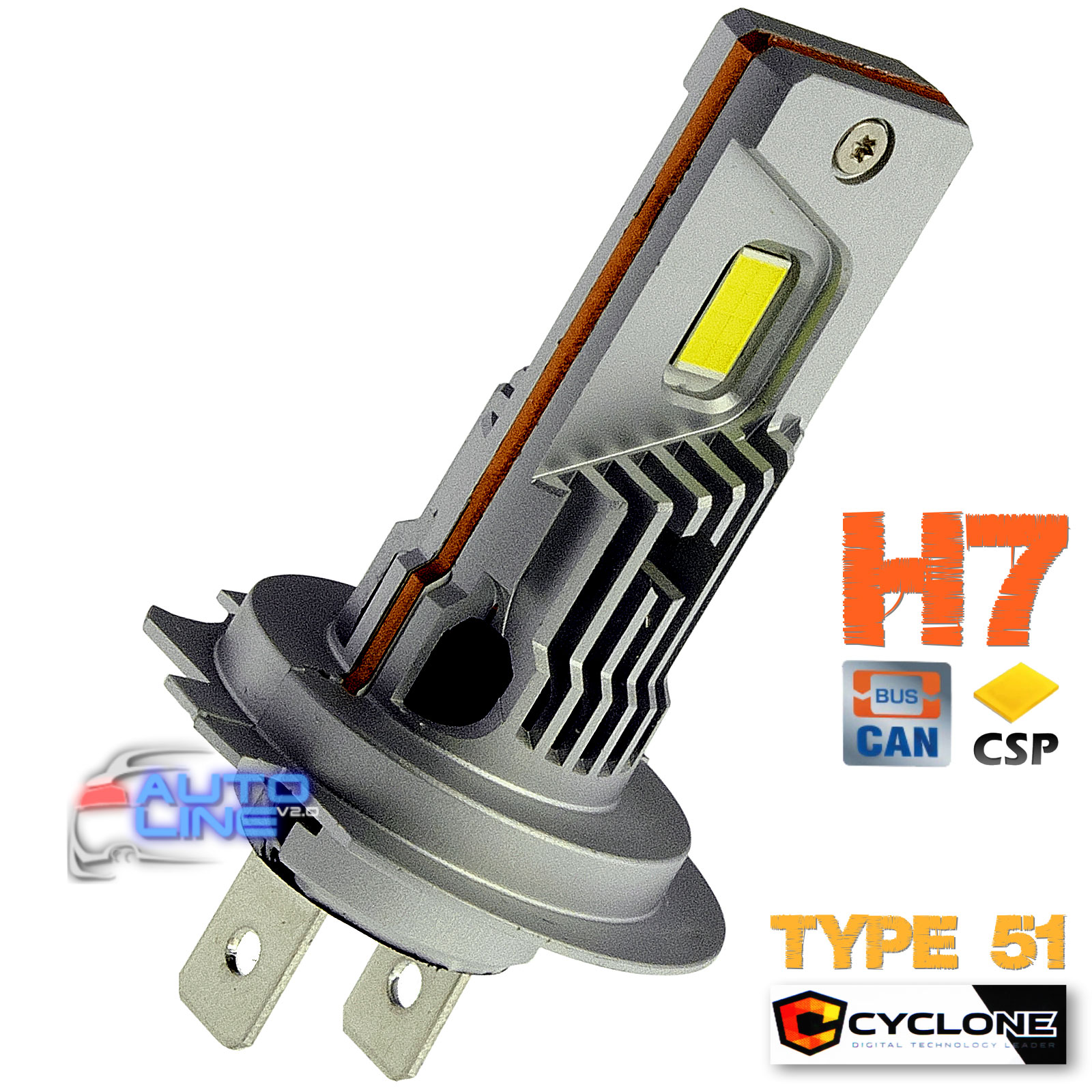Компактні LED-лампи H7 під галогенку - Cyclone LED H7 6000K type 51