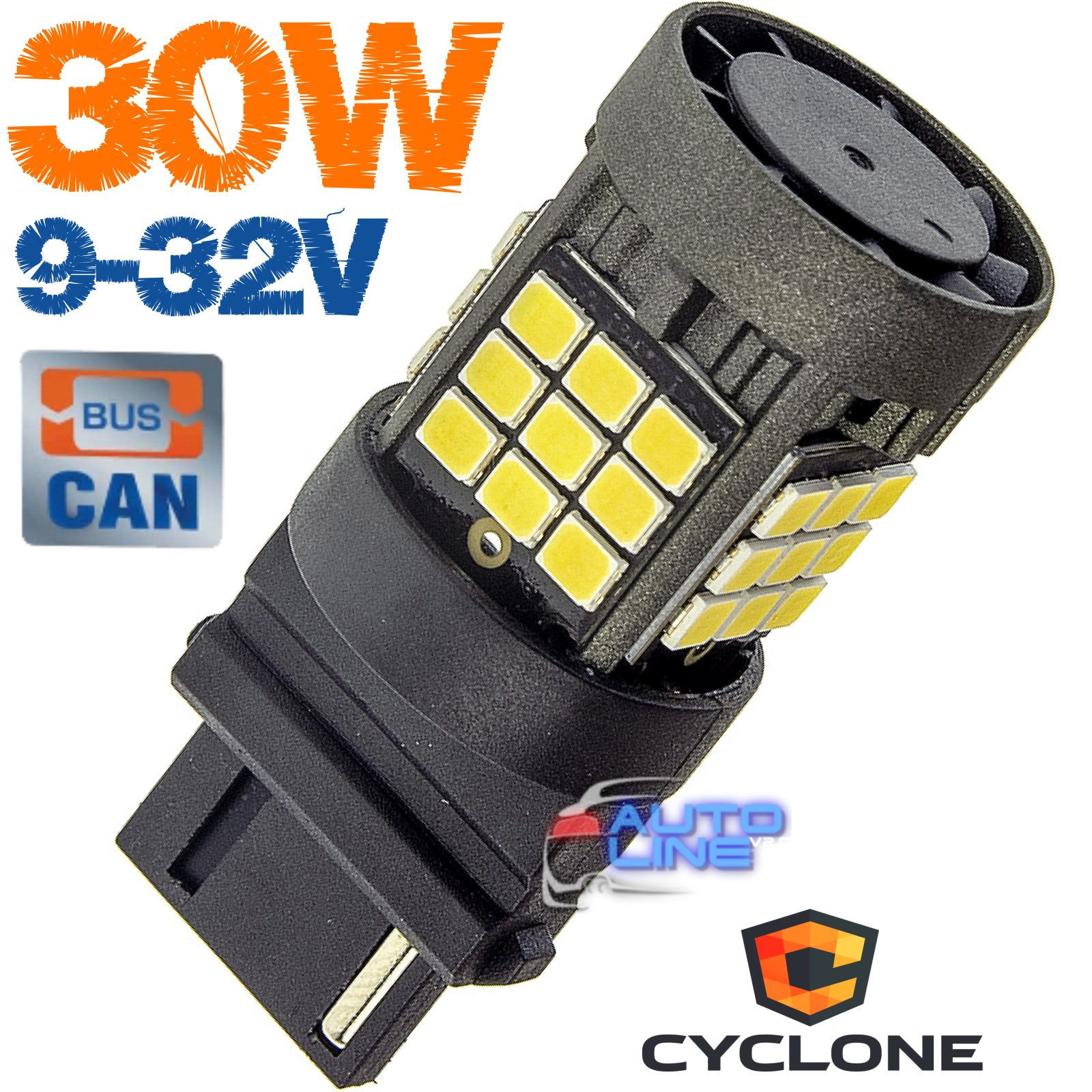 Cyclone T25-003 CAN 2835-36 9-32V - потужна CAN LED-лампа Т25 (3156, W21W) 30Вт з вентилятором