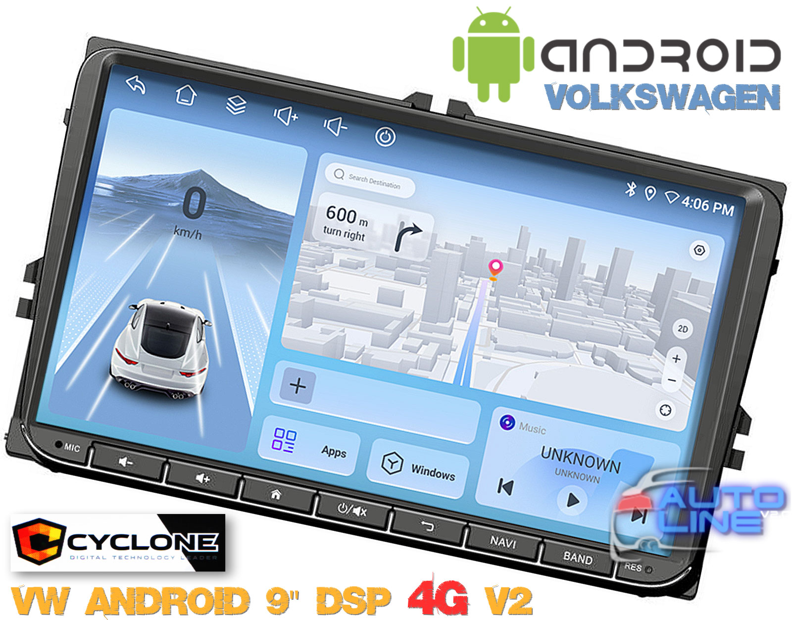 Cyclone VW ANDROID 9 DSP 4G v2 - штатна магнітола VolksWagen Android 9 дюймів
