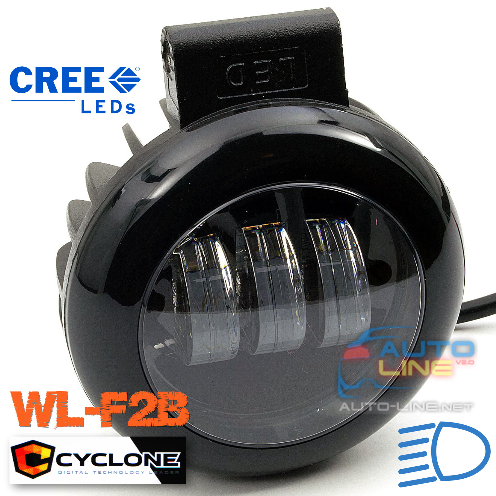 Cyclone WL-F2B CREE-3 30W SP — дополнительная LED-фара круглая для ближнего света, черная