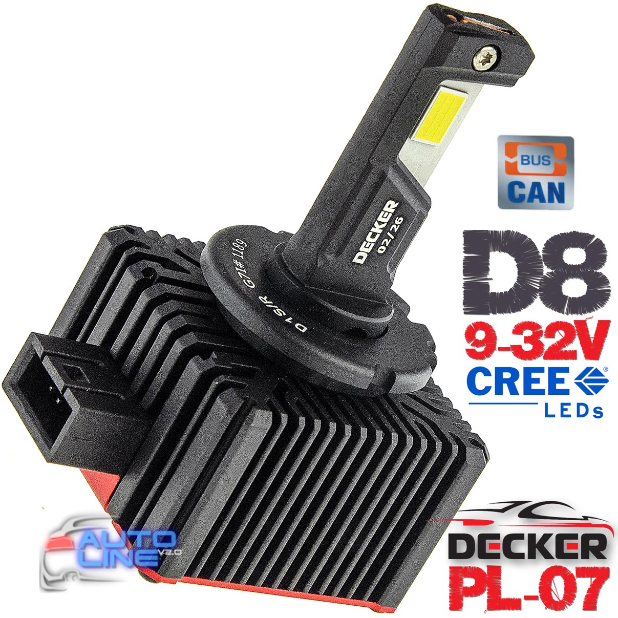 Decker LED PL-07 6K D8 — штатные LED-лампы D8, штатная LED-лампа в линзу D8