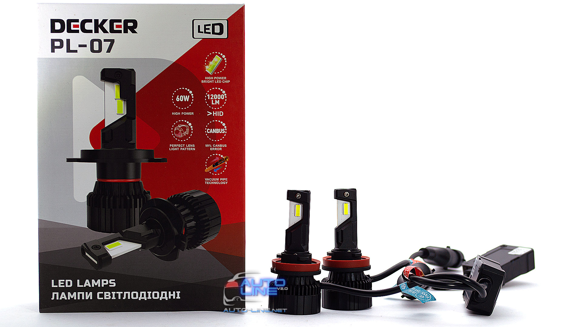 Decker LED PL-07 6K H11 - потужні LED-лампи H11 з обманкою 9-32В 6000K/12000Lm CREE Leds