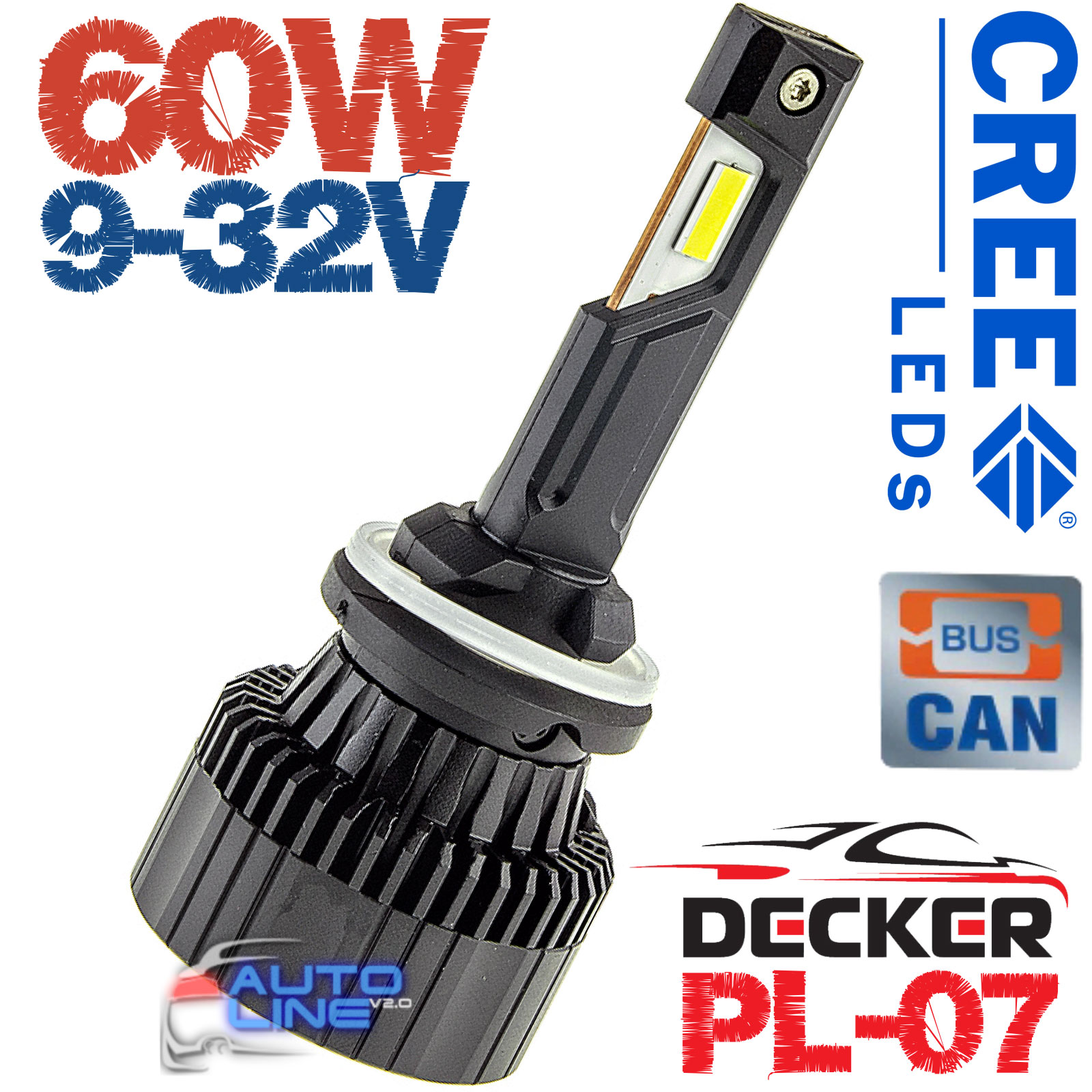 Decker LED PL-07 6K H27 — мощные LED-лампы H27 с обманкой 9-32В 6000K/12000Lm CREE Leds