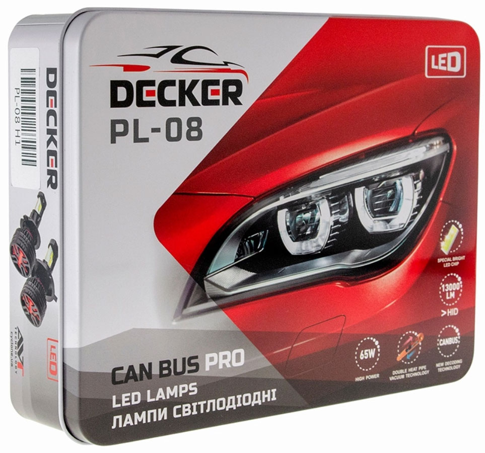 Потужні LED-лампи H7 5000K з обманкою 9-16В 65W CAN - Decker LED PL-08 5K H7